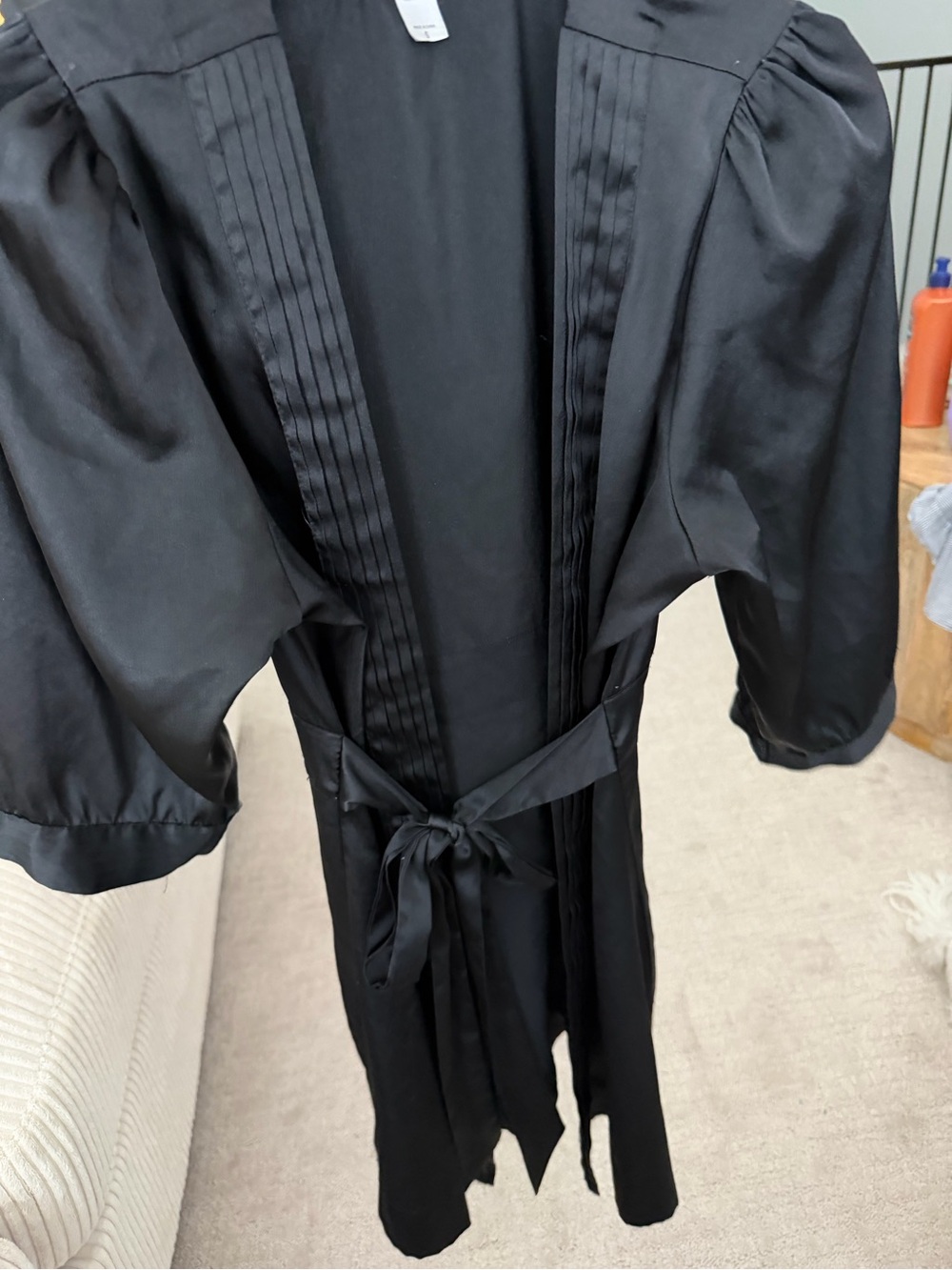 Victoria’s Secret vintage Black robe With Pleated Front detail and Tie Waist